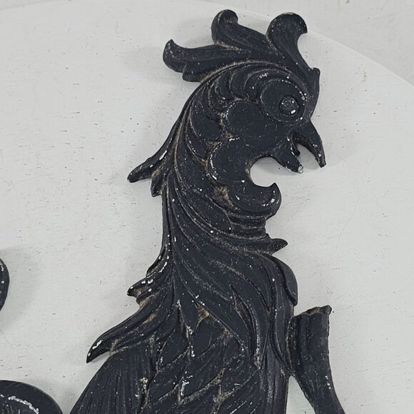 Vintage Black Cast Metal Rooster Wall Decor Rustic Farmhouse Style 8.4" X 7" - Picture 6 of 8